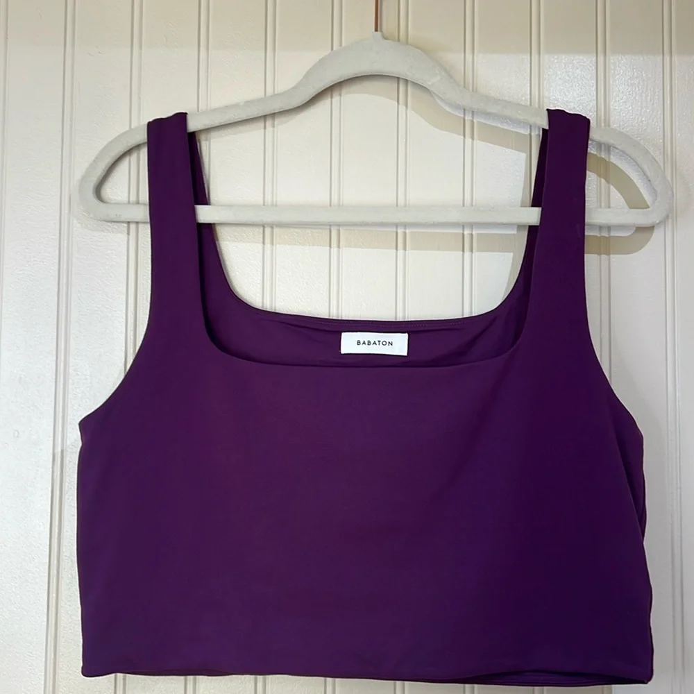 Aritzia Babaton women’s square neck Dewberry Purple Crop Top XL